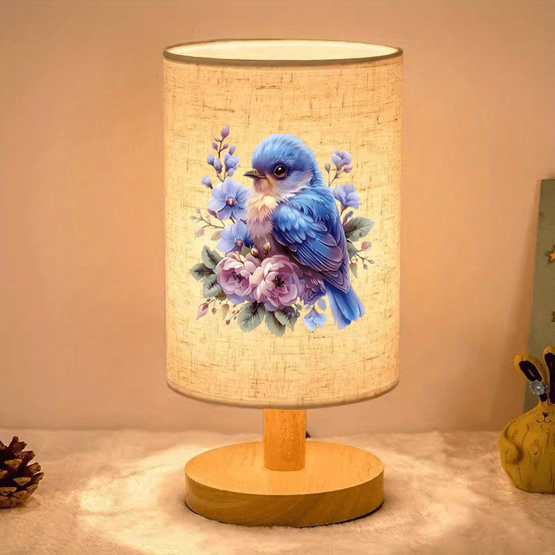 Blå Fugl Trælamp