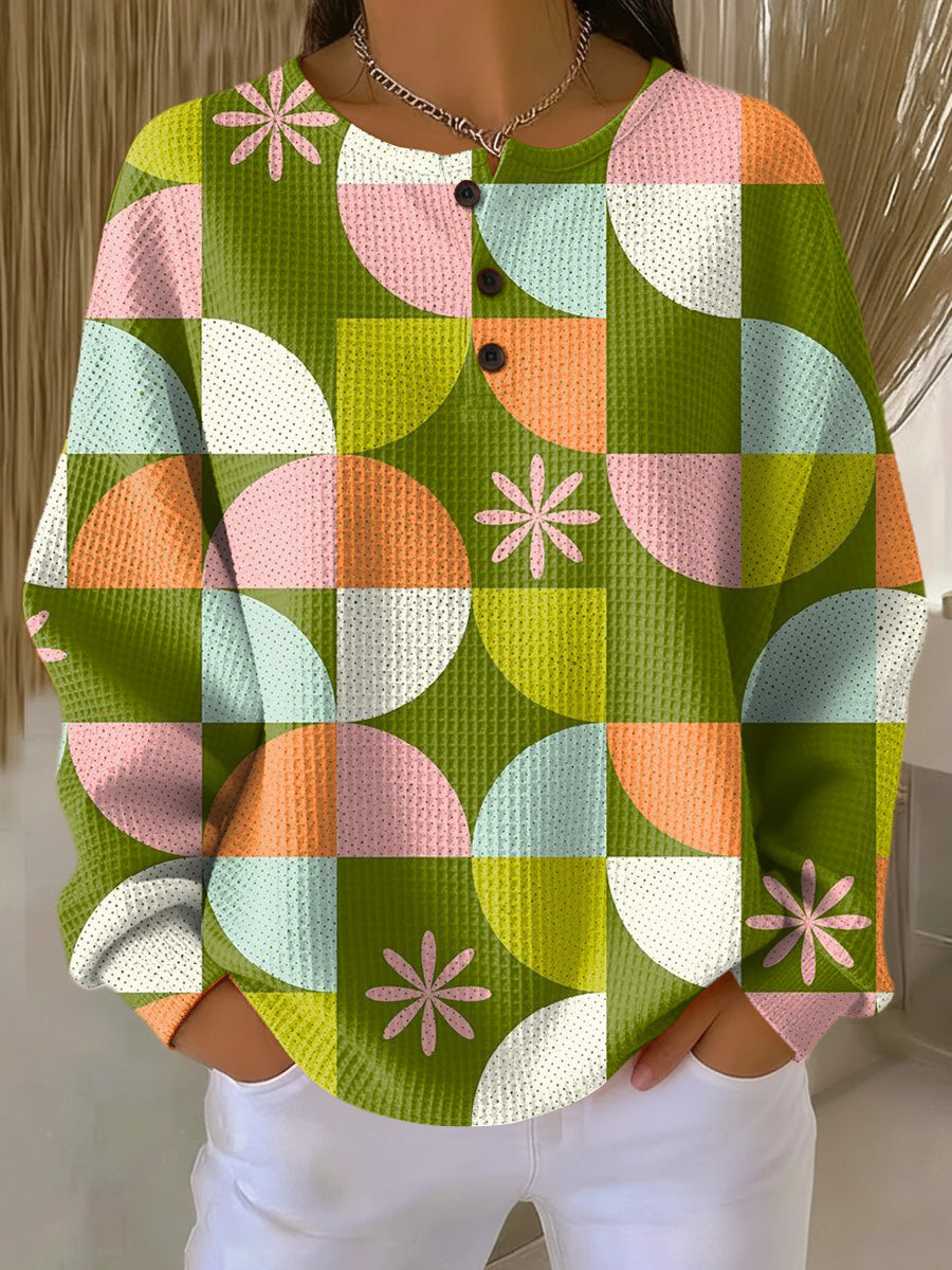 Saga | Trøje med Abstrakt Ternet Mønster