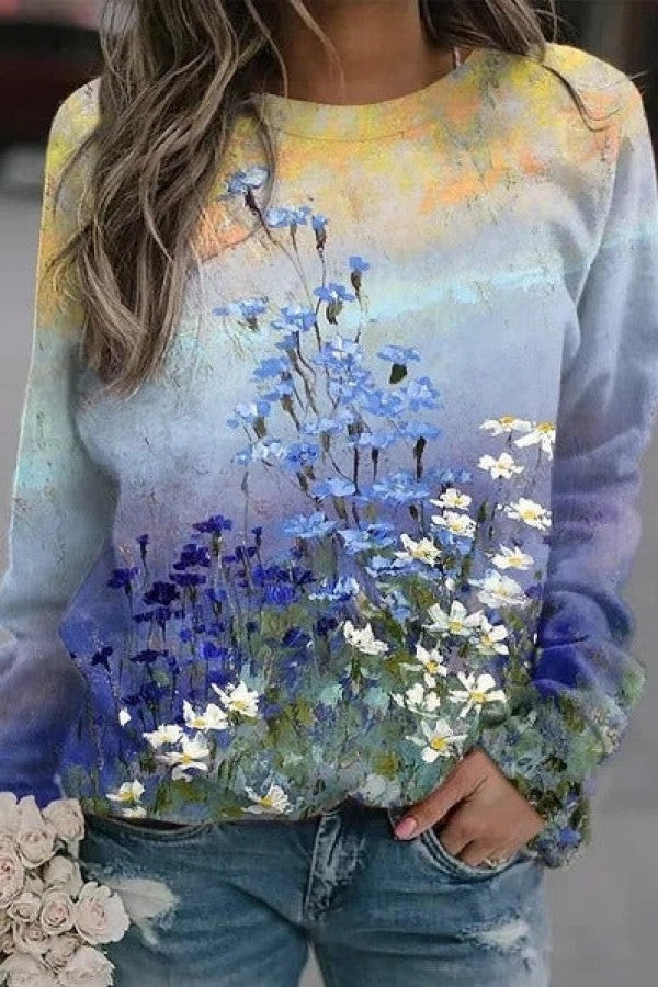 Alma | Blå Vildblomst Sweater